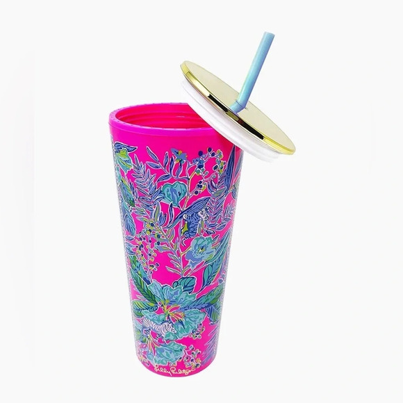 LILLY PULITZER Lil Earned Stripes Tumbler with‎ Straw 24oz. - Picture 1 of 4